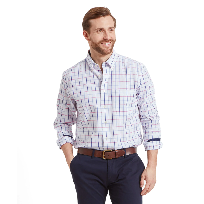 Schoffel Brancaster Mens Classic Shirt Blue/Pink