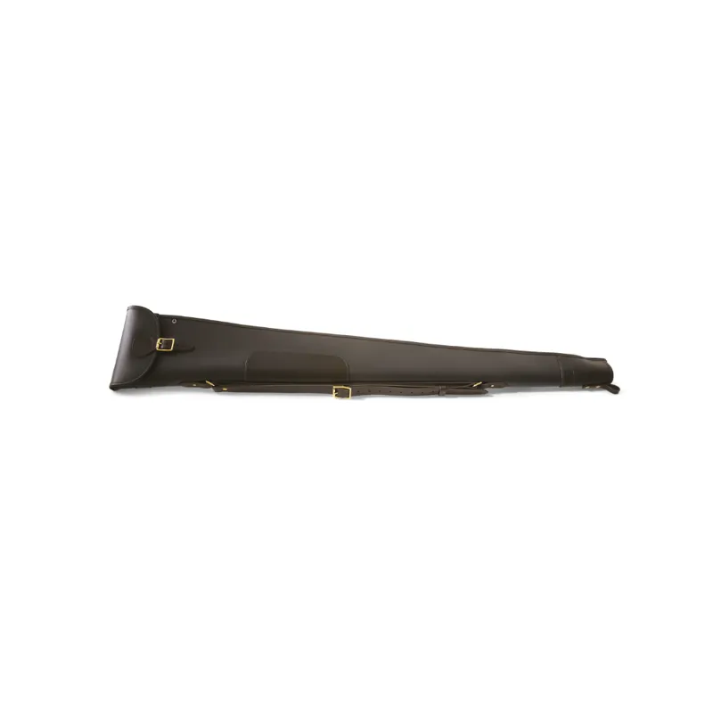 CROOTS BYLAND LEATHER SHOTGUN SLIP WITH FLAP AND ZIP DARK HAVANA