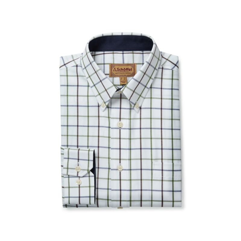 Schoffel Brancaster Mens Classic Shirt Navy/Brown/Olive-1