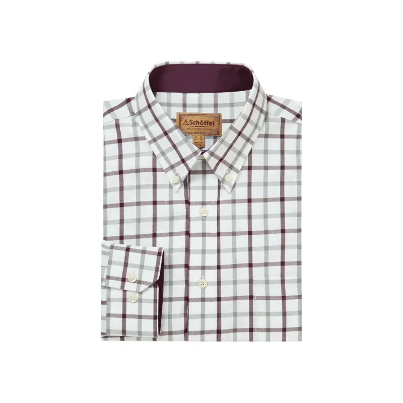 Schoffel Brancaster Mens Classic Shirt Wine Check