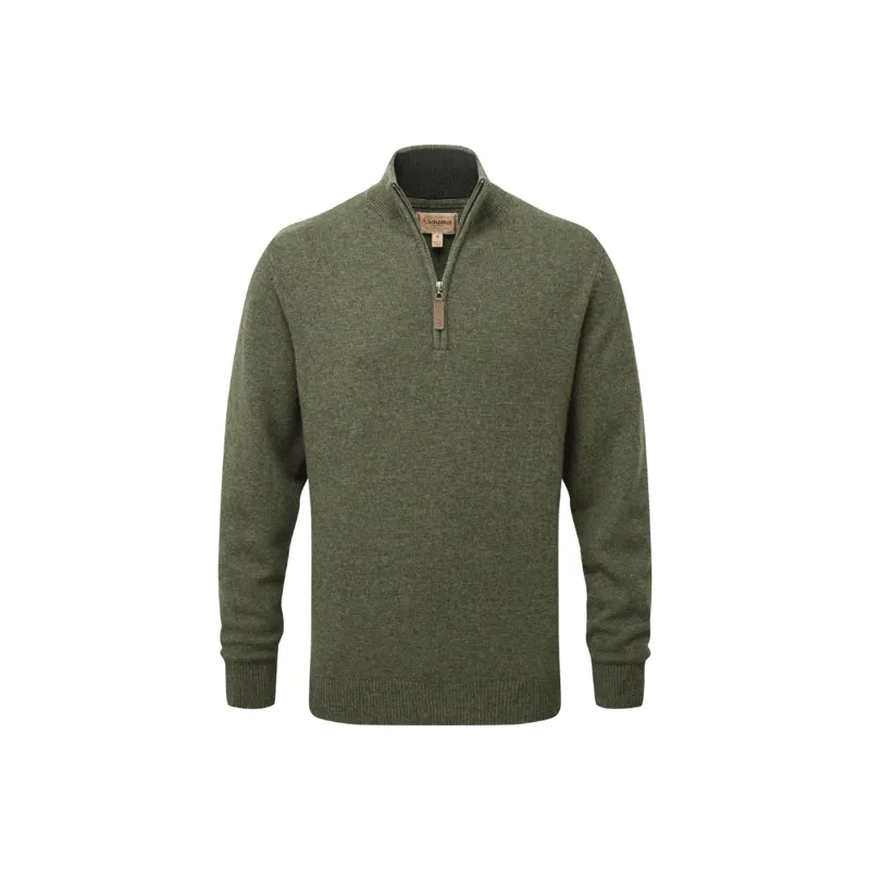 Schoffel Lewis Mens Lambswool 1/4 Zip Jumper Woodland