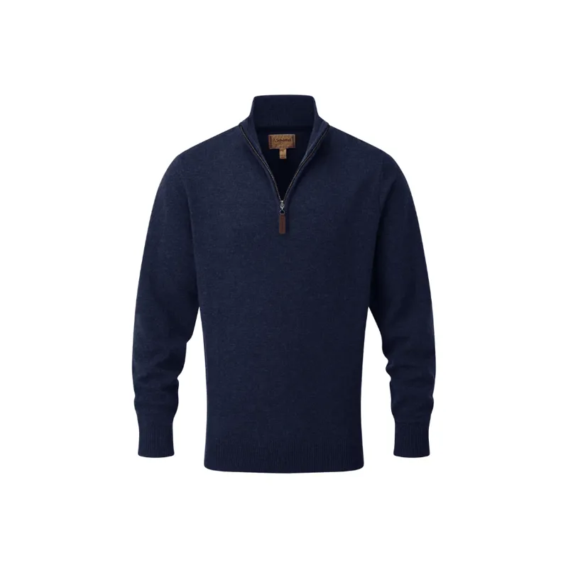 Schoffel Lewis Mens Lambswool 1/4 Zip Jumper Navy