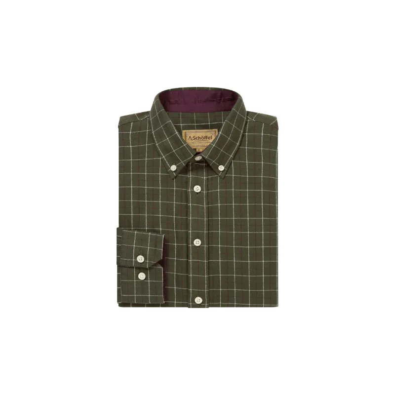 Schoffel Aldeburgh Mens Tailored Shirt Woodland/Wine/Ecru Check