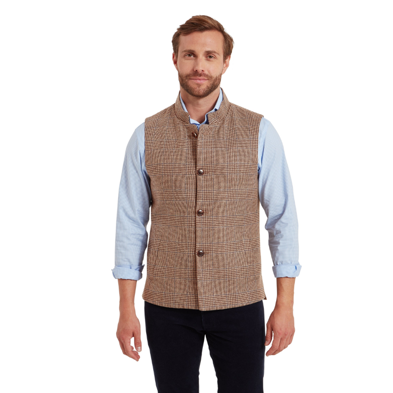 Schoffel Berwick Nehru Mens Tweed Waistcoat