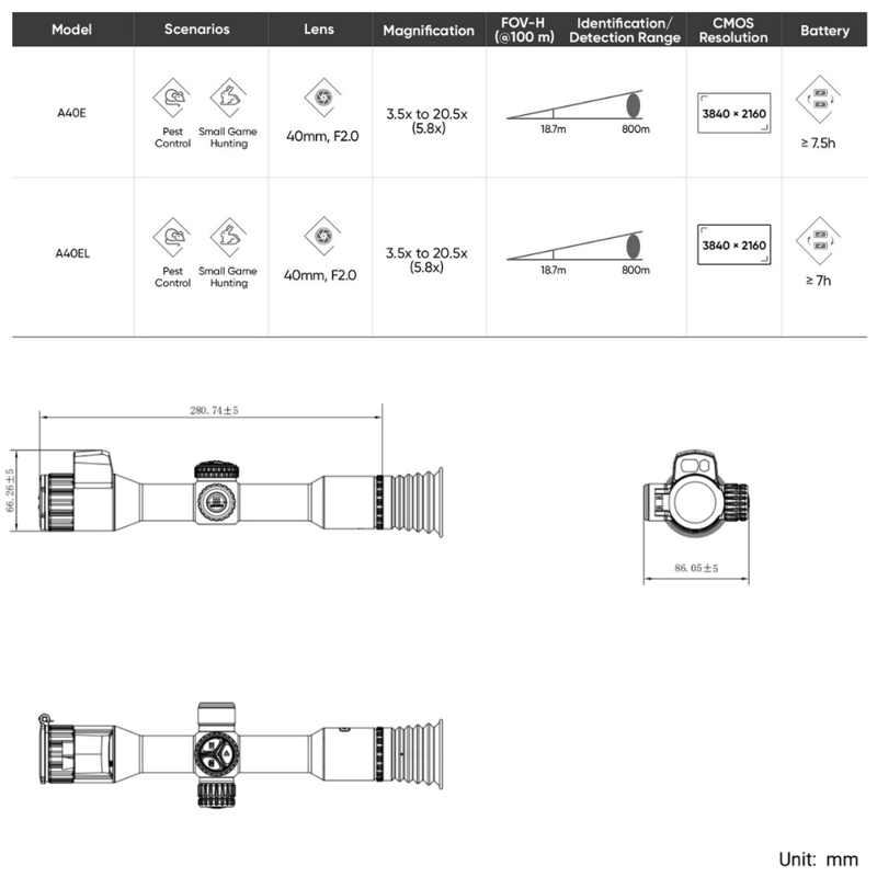 HIKMICRO Alpex 4K LITE LRF A40EL Digital Day and Night Vision Rifle Scope-8