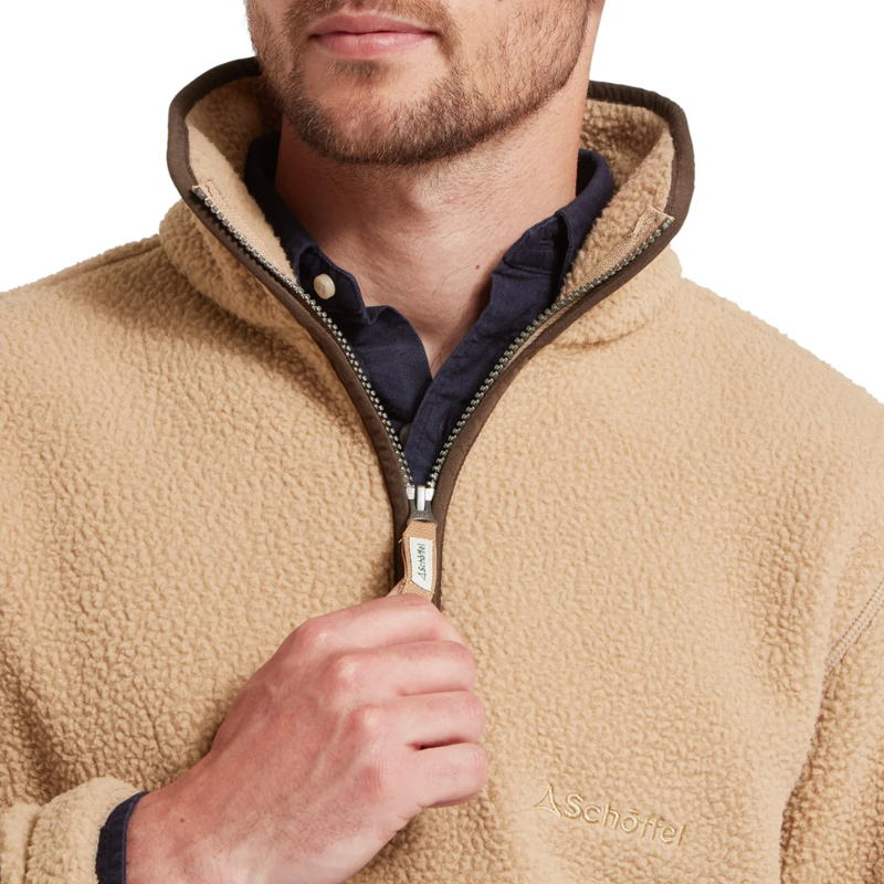 Schoffel Berkeley Mens Retro Quarter Zip Fleece True Navy / Tan-9