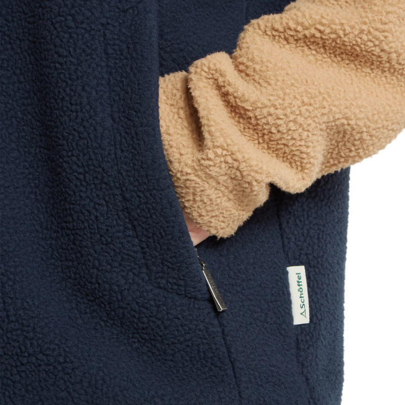 Schoffel Berkeley Mens Retro Quarter Zip Fleece True Navy / Tan-12