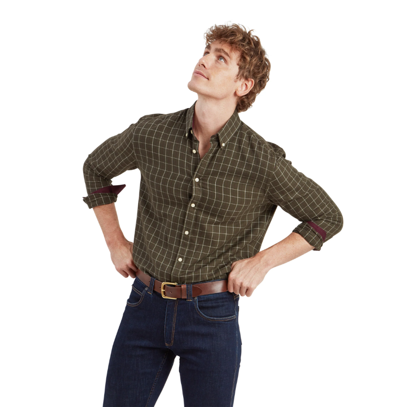 Schoffel Aldeburgh Mens Tailored Shirt Woodland/Wine/Ecru Check-1