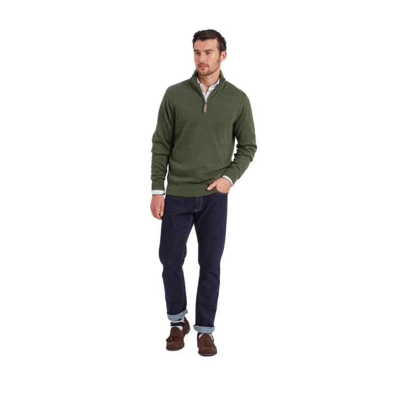 Schoffel Lewis Mens Lambswool 1/4 Zip Jumper Woodland-2