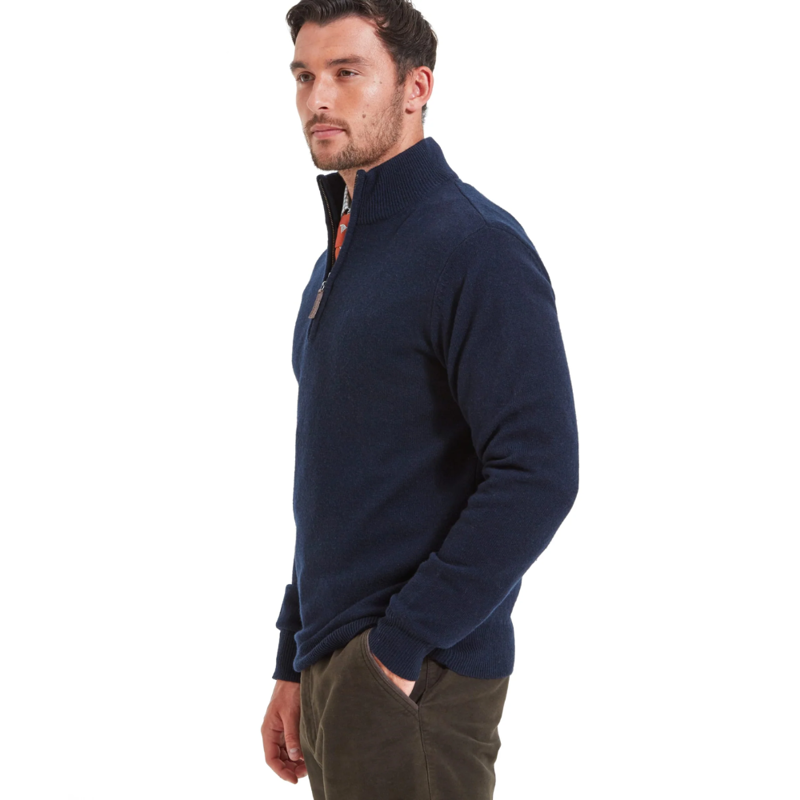 Schoffel Lewis Mens Lambswool 1/4 Zip Jumper Navy-2