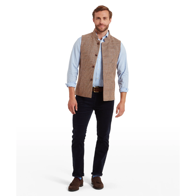 Schoffel Berwick Nehru Mens Tweed Waistcoat-2