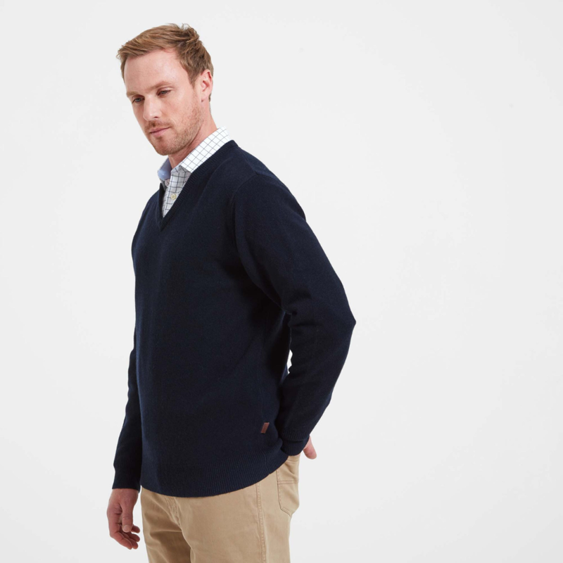 Schoffel Lewis Mens Lambswool 1/4 Zip Jumper Navy-1