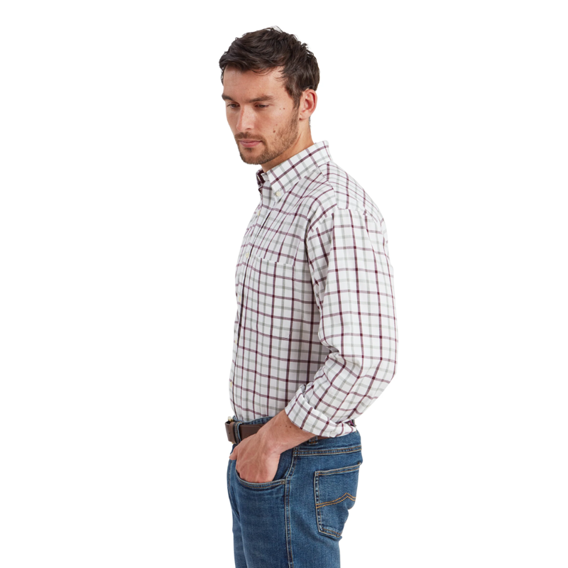 Schoffel Brancaster Mens Classic Shirt Wine Check-3