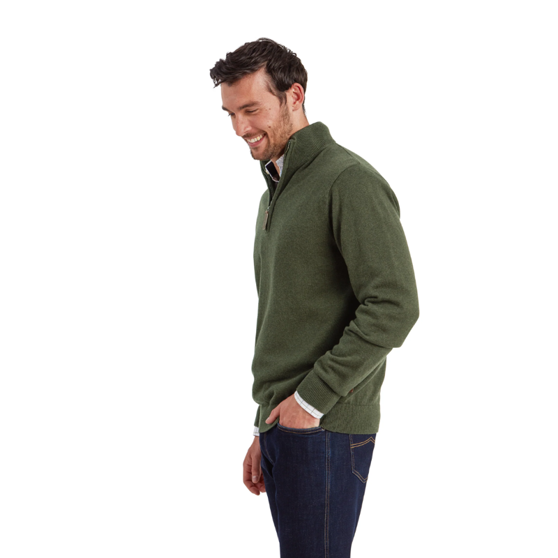 Schoffel Lewis Mens Lambswool 1/4 Zip Jumper Woodland-3