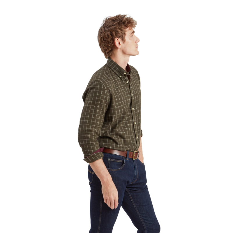 Schoffel Aldeburgh Mens Tailored Shirt Woodland/Wine/Ecru Check-3