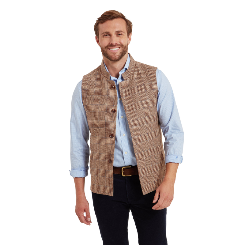 Schoffel Berwick Nehru Mens Tweed Waistcoat-3