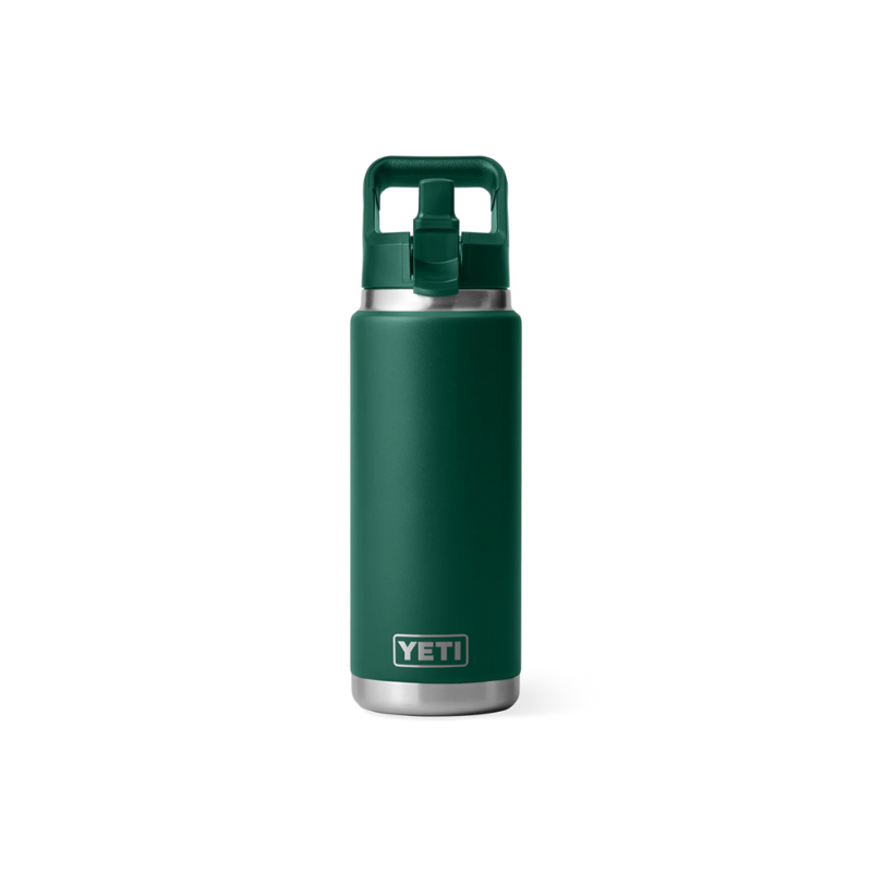 YETI Rambler 26oz/769ml Coloured Straw Bottle Black Forest Green-3