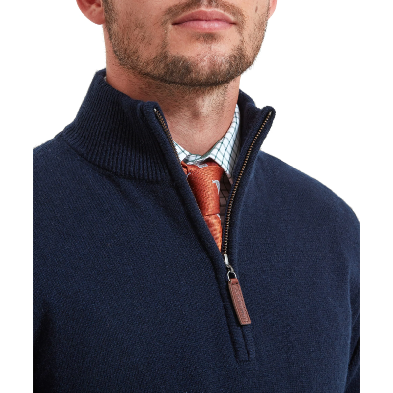 Schoffel Lewis Mens Lambswool 1/4 Zip Jumper Navy-4