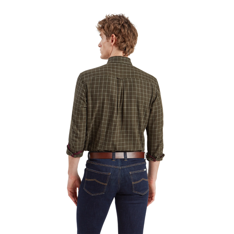 Schoffel Aldeburgh Mens Tailored Shirt Woodland/Wine/Ecru Check-4