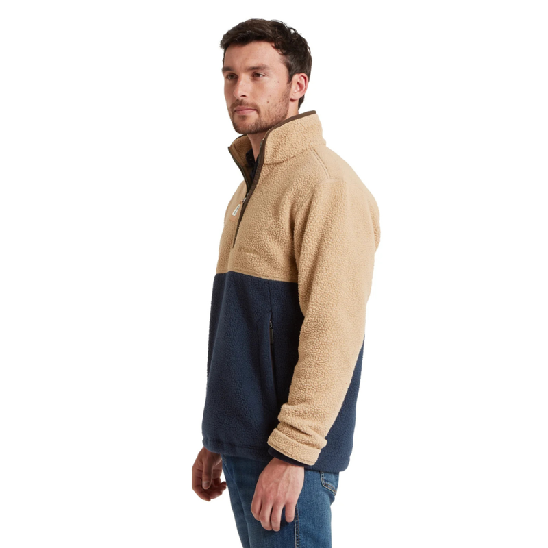 Schoffel Berkeley Mens Retro Quarter Zip Fleece True Navy / Tan-5