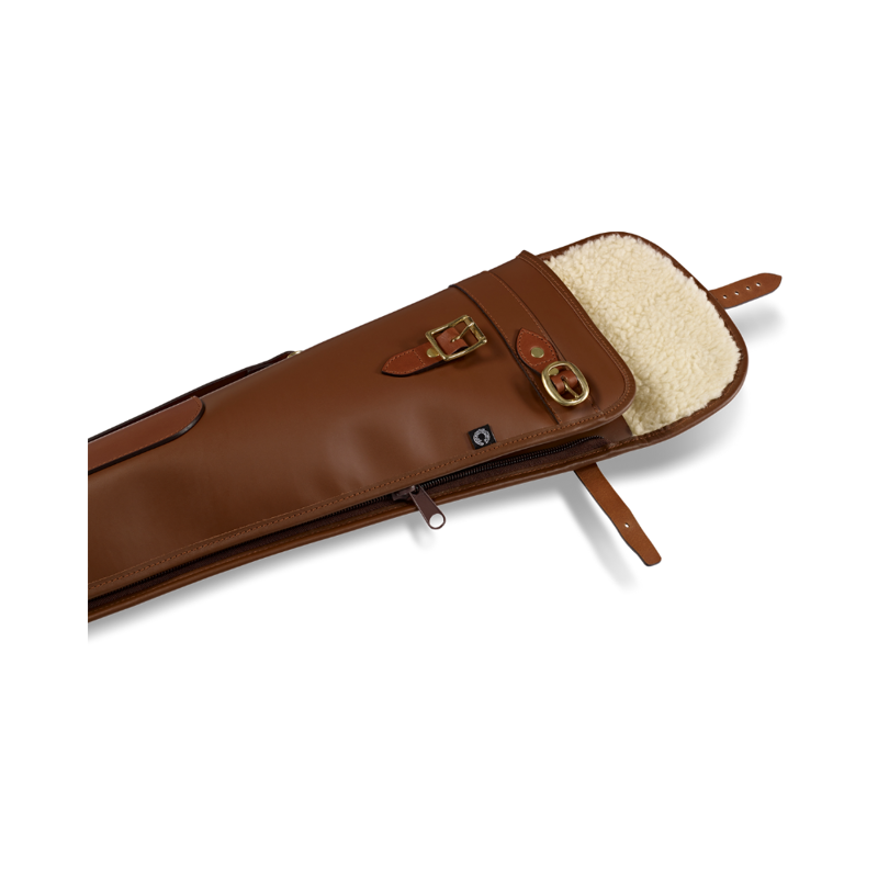 CROOTS BYLAND LEATHER SHOTGUN SLIP WITH FLAP AND ZIP LONDON TAN-1