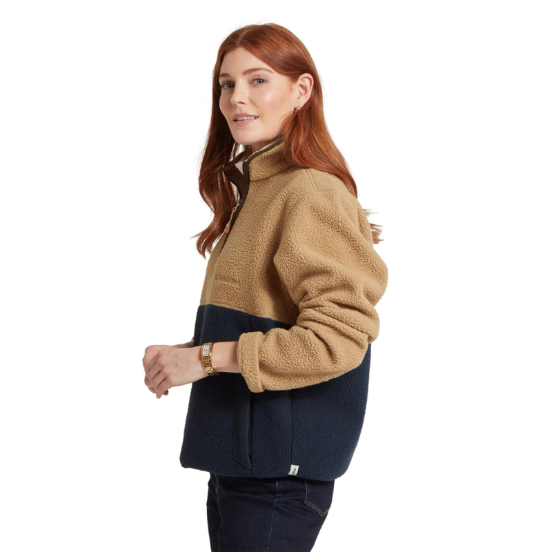 Schoffel Berkeley Mens Retro Quarter Zip Fleece True Navy / Tan-6