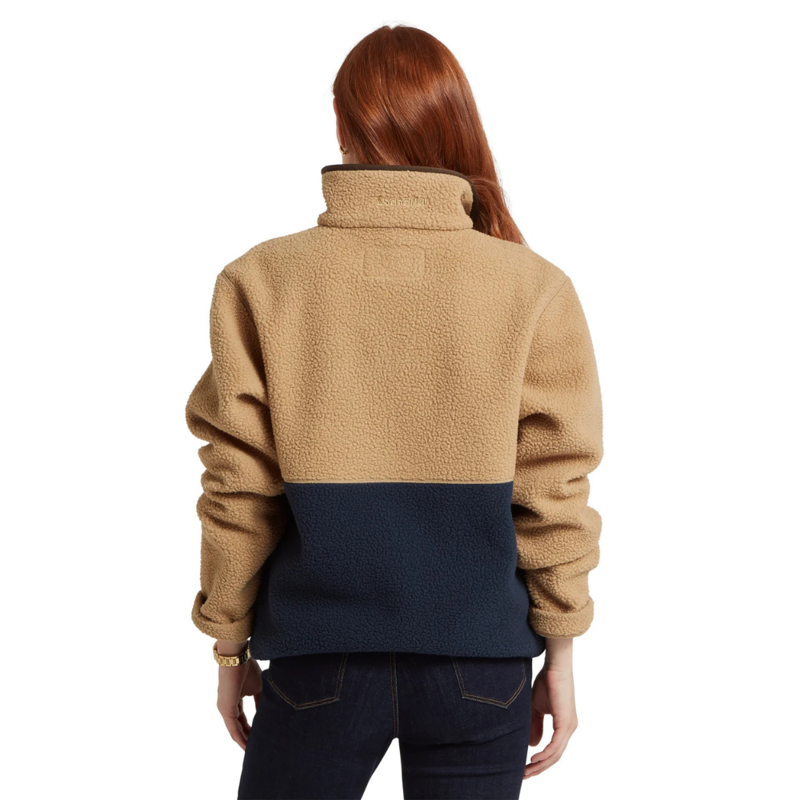 Schoffel Berkeley Mens Retro Quarter Zip Fleece True Navy / Tan-7