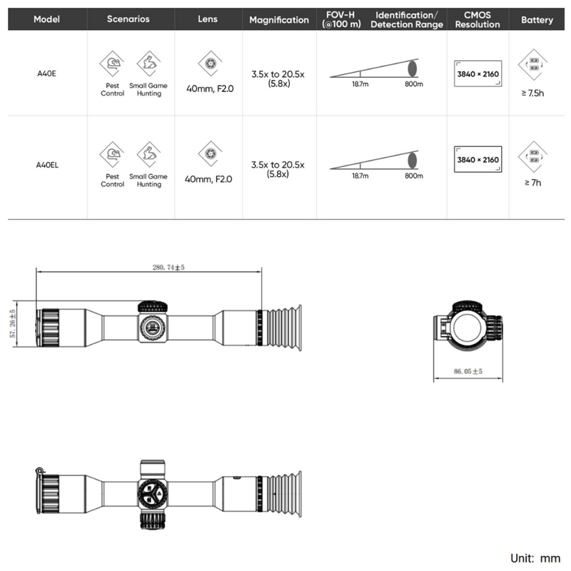 HIKMICRO Alpex 4K LITE A40E Digital Day and Night Vision Rifle Scope-7